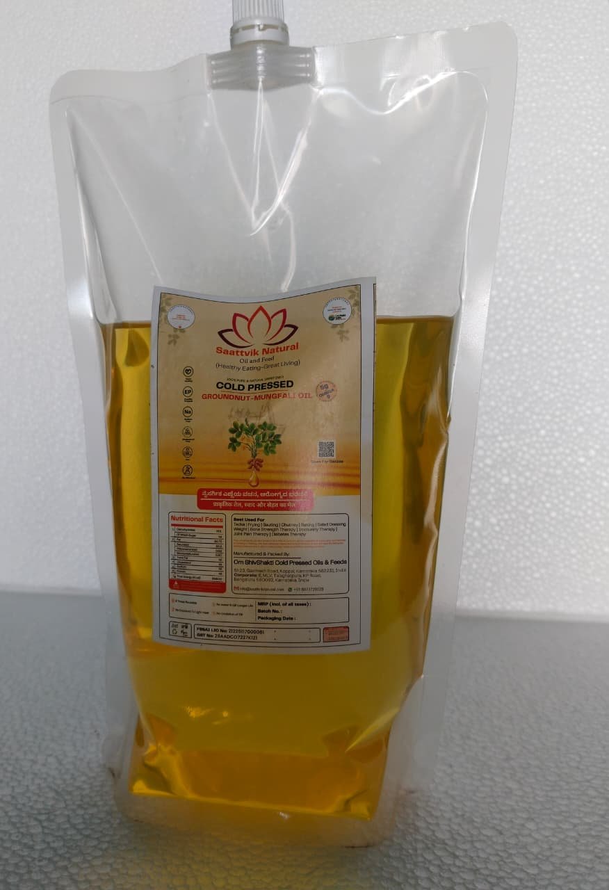 Saattvik Natural 100% Pure Wood Pressed Cold Pressed Groundnut Oil